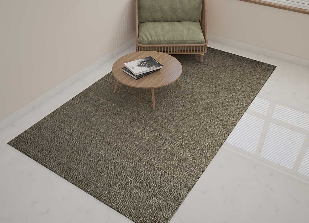 hula beige and brown jute and hemp Hand Knotted Rug - Loom