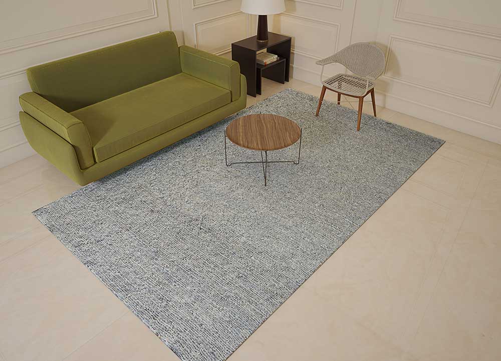 hula blue jute and hemp Hand Knotted Rug - Loom