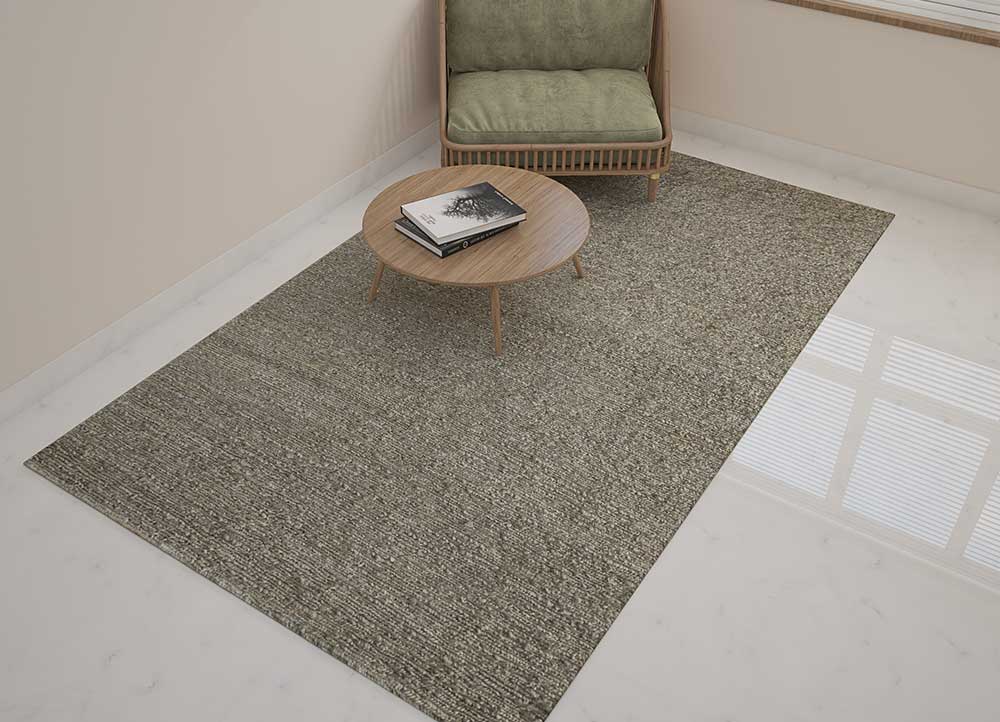 hula green jute and hemp Hand Knotted Rug - Loom