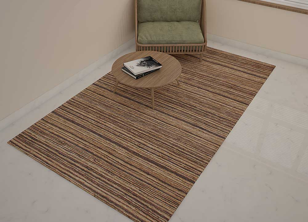 hula beige and brown jute and hemp Hand Knotted Rug - Loom