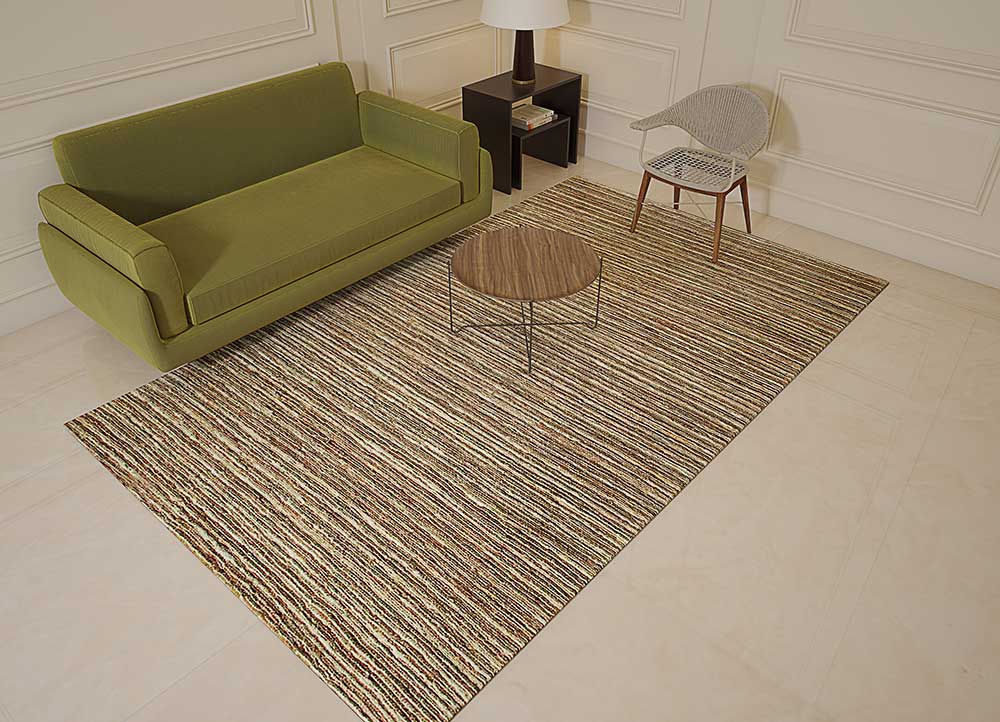 hula beige and brown jute and hemp Hand Knotted Rug - Loom