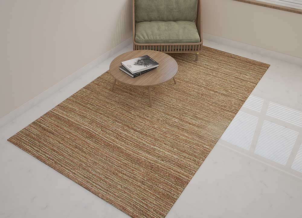 hula beige and brown jute and hemp Hand Knotted Rug - Loom