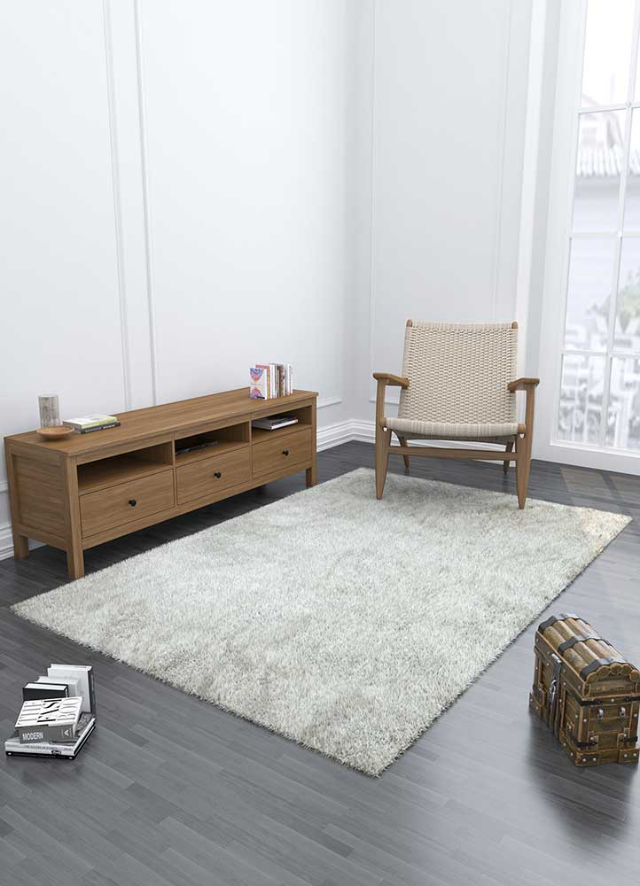 basis ivory polyester Shag Rug - Loom