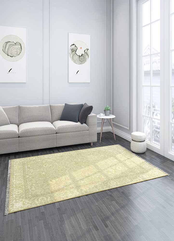 aurora grey and black wool and silk Hand Knotted Rug - Loom