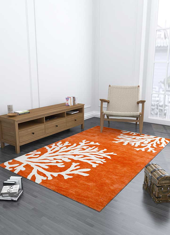 roar red and orange wool Hand Tufted Rug - Loom