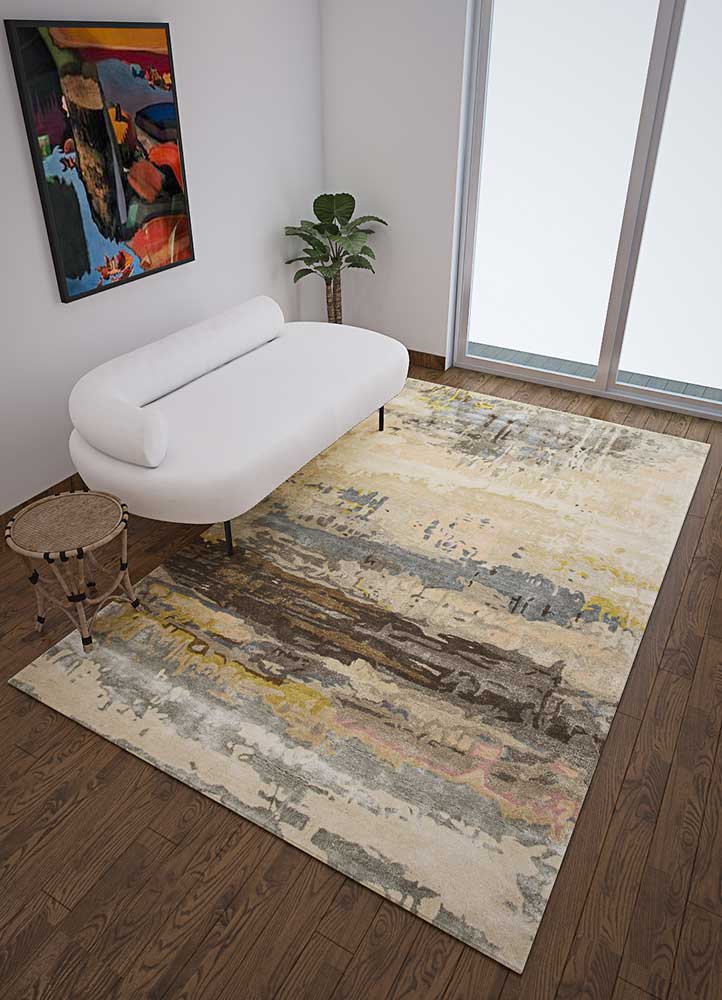 genesis ivory wool and viscose Hand Tufted Rug - Loom