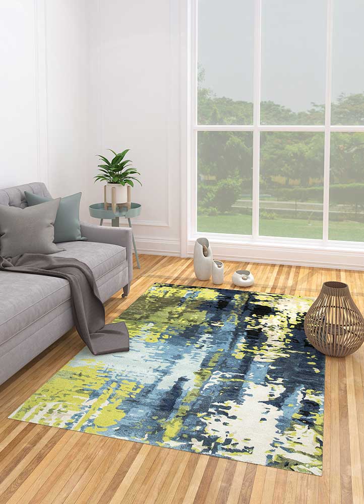 genesis blue wool and viscose Hand Tufted Rug - Loom