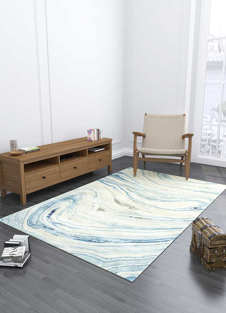 genesis blue wool and viscose Hand Tufted Rug - Loom