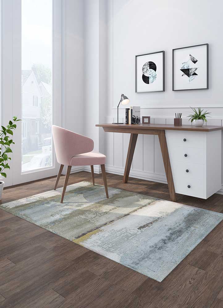 genesis green wool and viscose Hand Tufted Rug - Loom