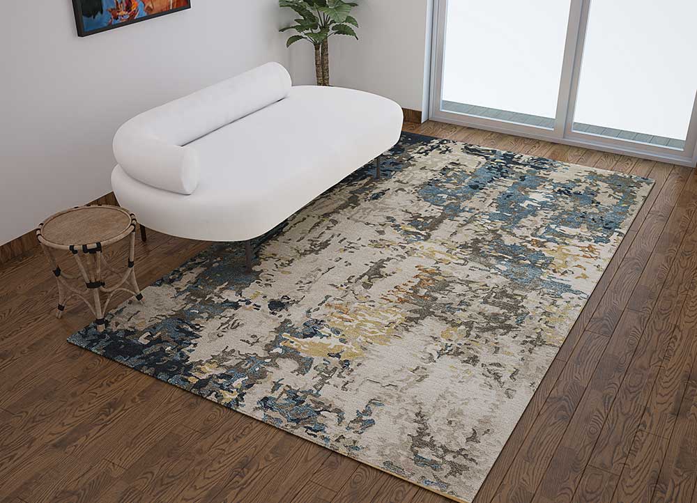 genesis grey and black wool and viscose Hand Tufted Rug - Loom