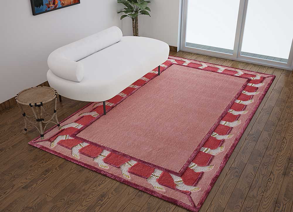 jaipur wunderkammer red and orange wool and viscose Hand Tufted Rug - Loom