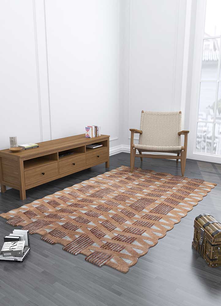 jaipur wunderkammer beige and brown wool and viscose Hand Tufted Rug - Loom