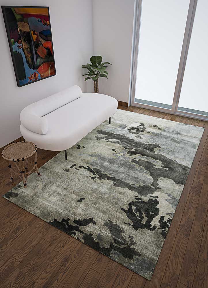 genesis grey and black viscose Hand Tufted Rug - Loom