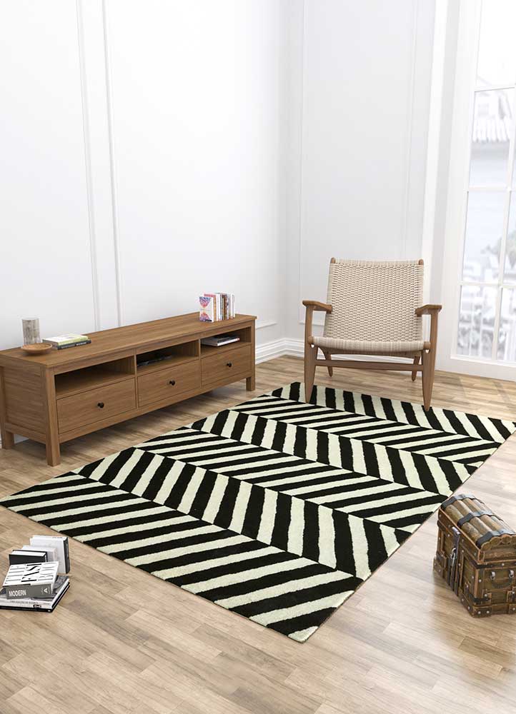 contour grey and black wool Hand Tufted Rug - Loom
