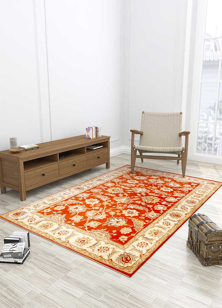 kasbah red and orange wool Hand Tufted Rug - Loom