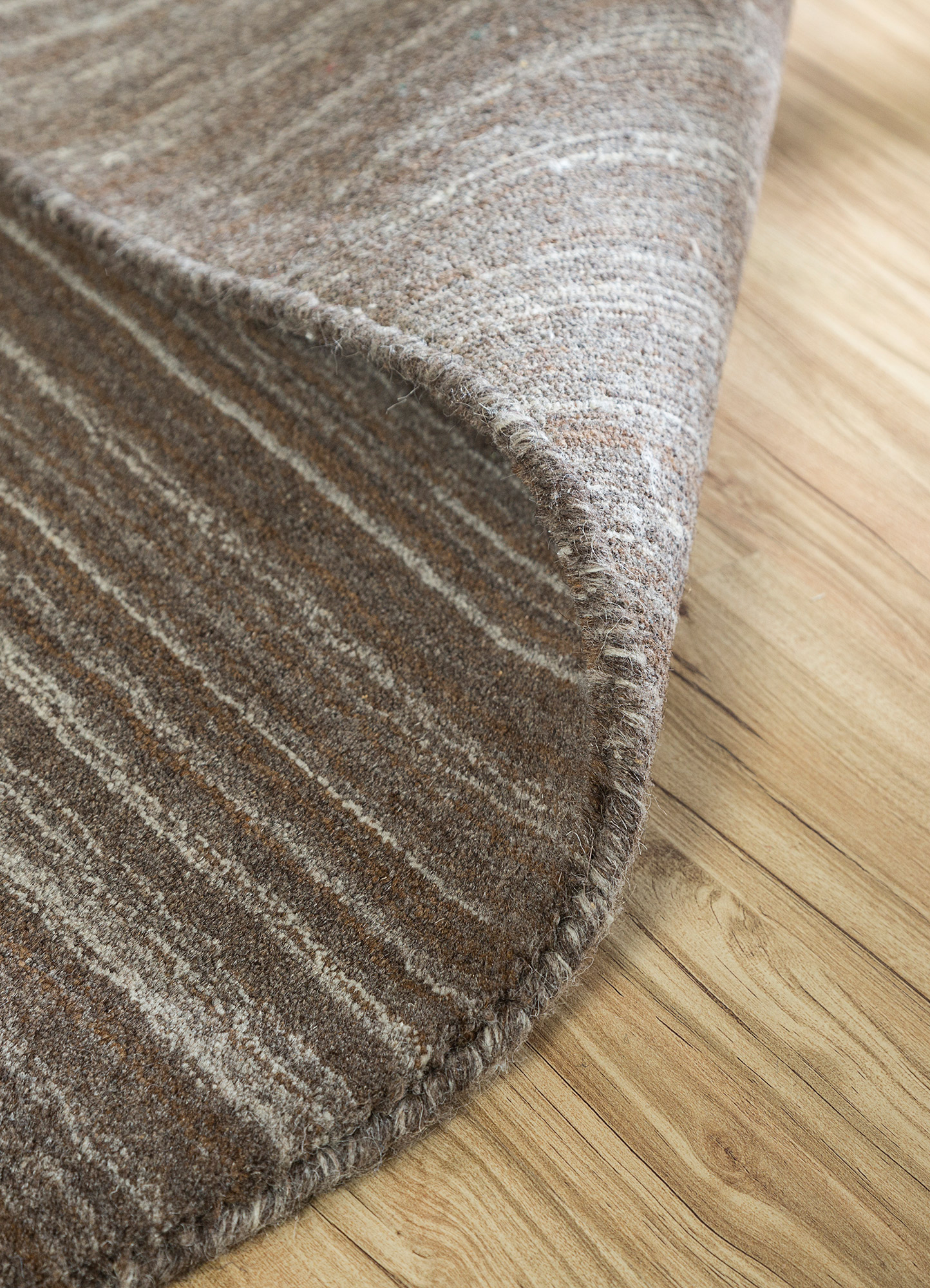 forme beige and brown wool Hand Loom Rug - Loom