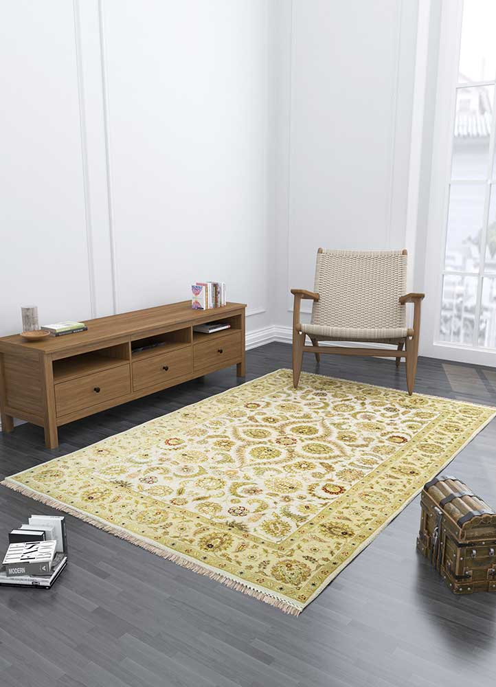 aurora gold wool and silk Hand Knotted Rug - Loom