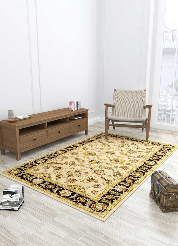 kasbah beige and brown wool Hand Tufted Rug - Loom