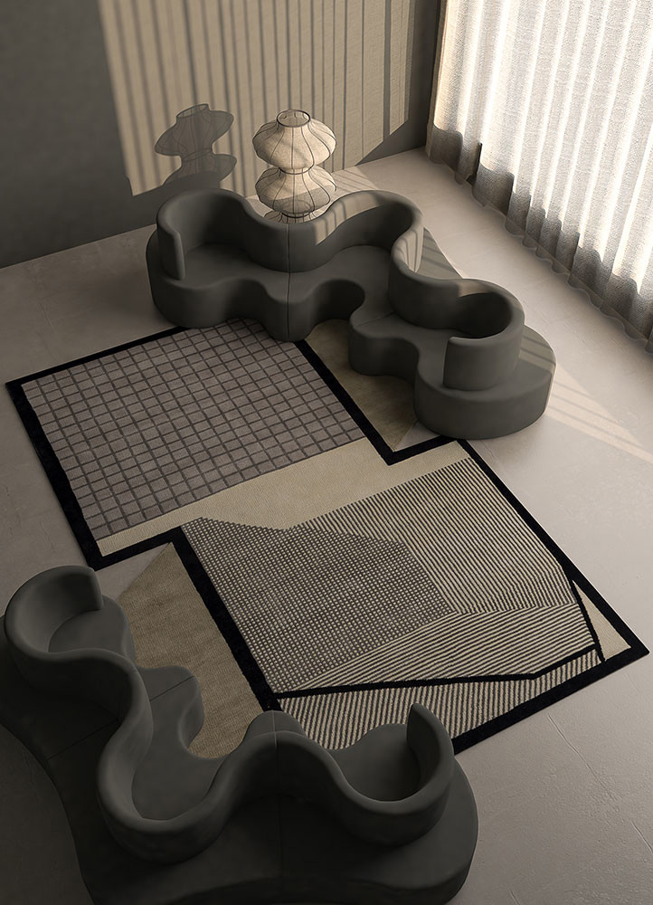 box grey and black wool Hand Knotted Rug - OtherShot2 box grey and black wool Hand Knotted Rug - OtherShot2