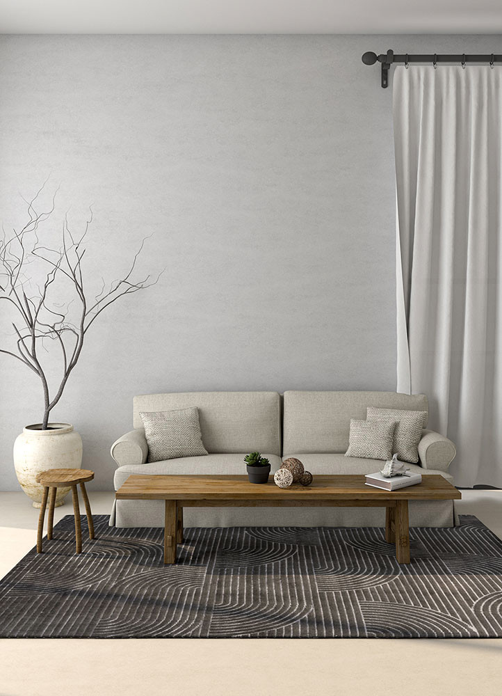 clan grey and black wool and bamboo silk Hand Knotted Rug - OtherShot2 clan grey and black wool and bamboo silk Hand Knotted Rug - OtherShot2