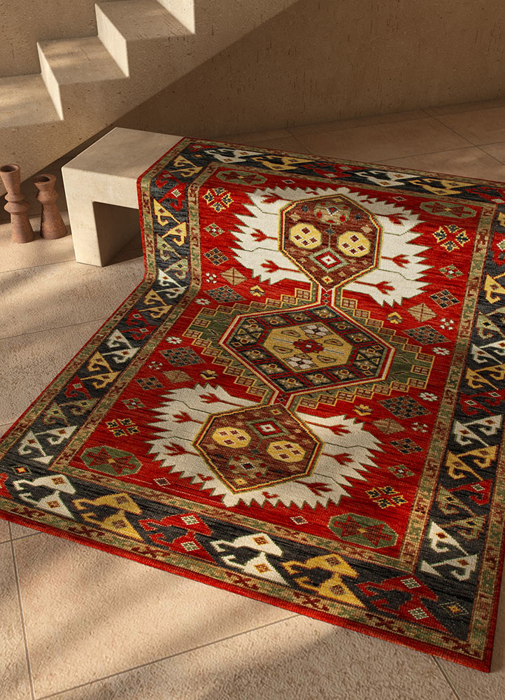 savana red and orange wool Hand Knotted Rug - OtherShot2 savana red and orange wool Hand Knotted Rug - OtherShot2