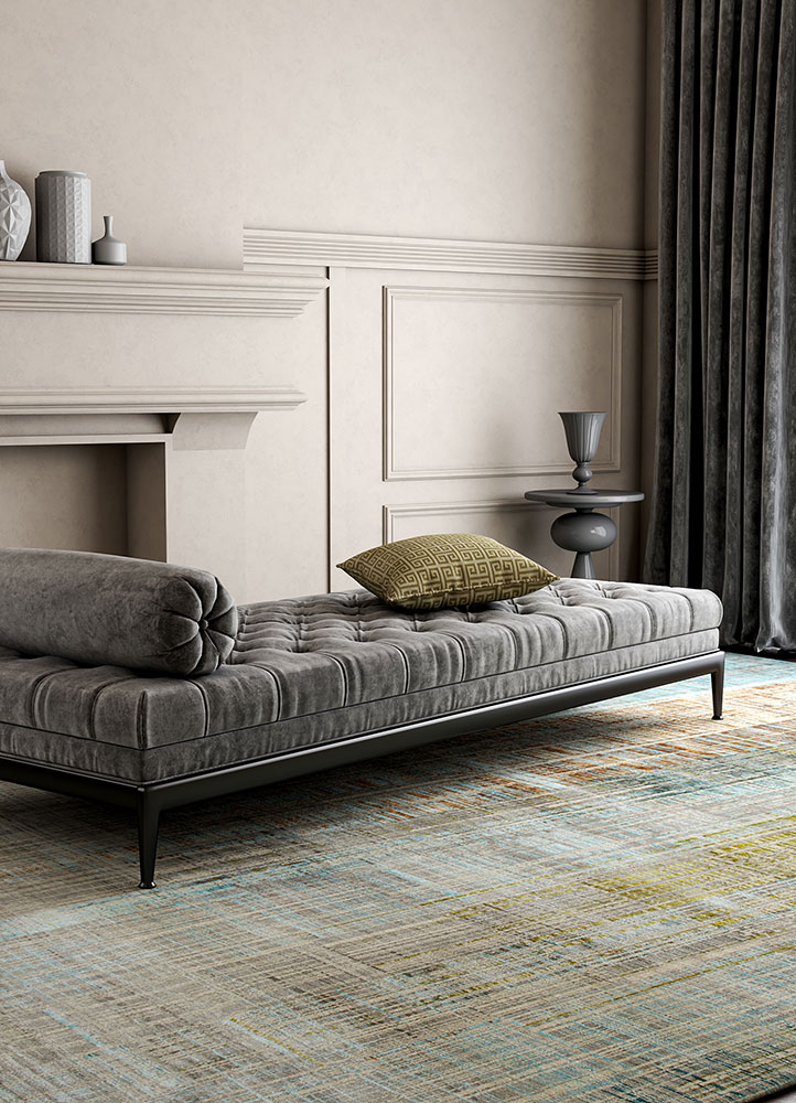 unstring by kavi grey and black wool and bamboo silk Hand Knotted Rug - OtherShot2