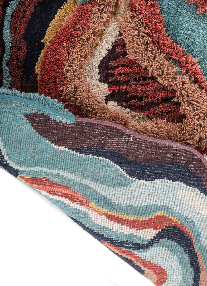 wall installation blue wool and bamboo silk Hand Knotted Rug - Perspective wall installation blue wool and bamboo silk Hand Knotted Rug - Perspective
