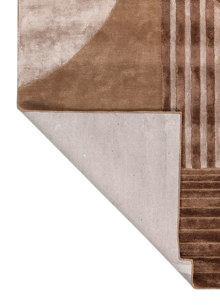 come around beige and brown wool and viscose Hand Tufted Rug - Perspective come around beige and brown wool and viscose Hand Tufted Rug - Perspective
