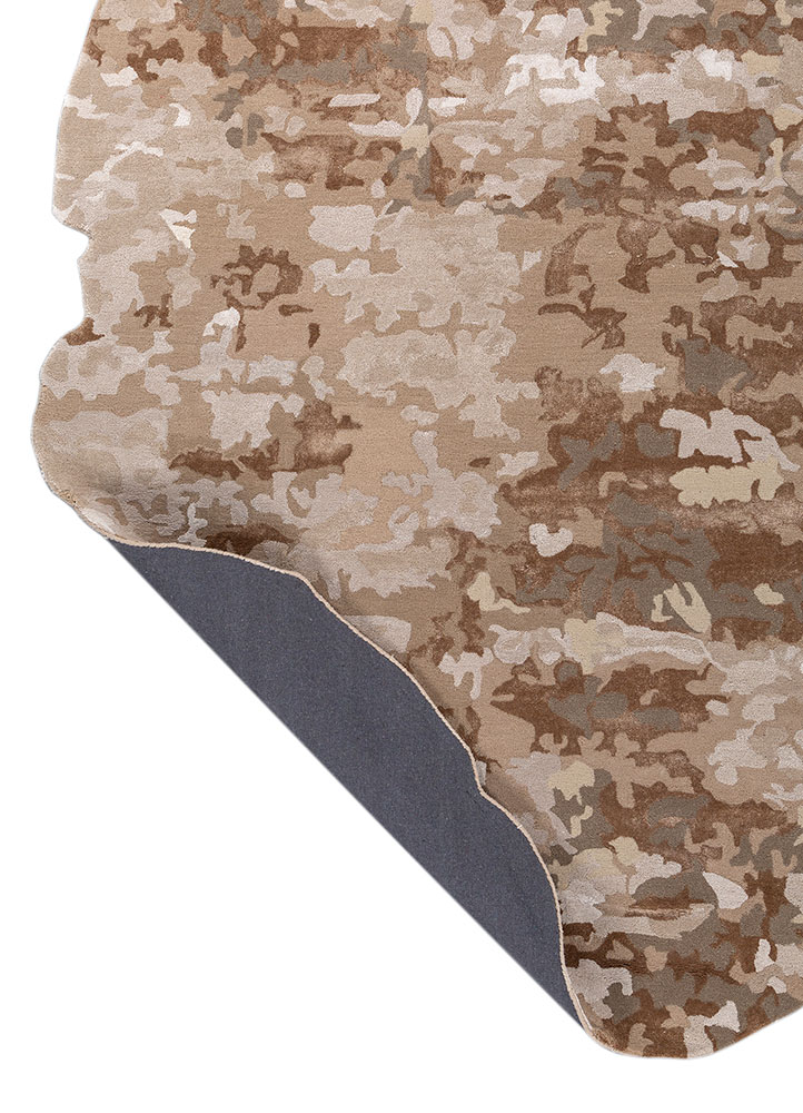 genesis beige and brown wool and viscose Hand Tufted Rug - Perspective genesis beige and brown wool and viscose Hand Tufted Rug - Perspective