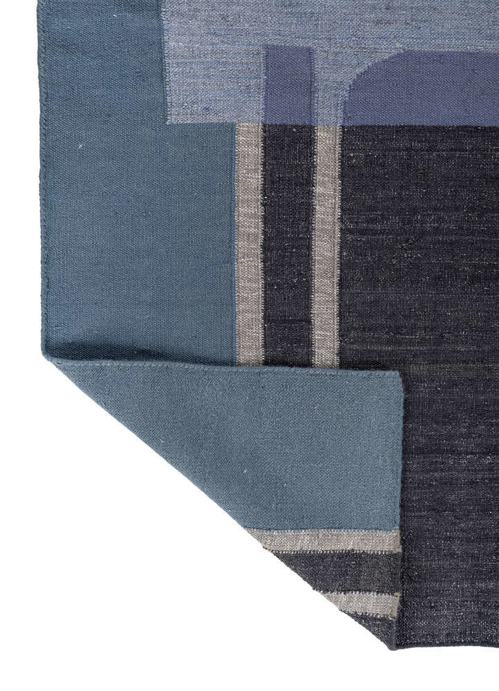aprezo blue wool Flat Weaves Rug - Perspective aprezo blue wool Flat Weaves Rug - Perspective