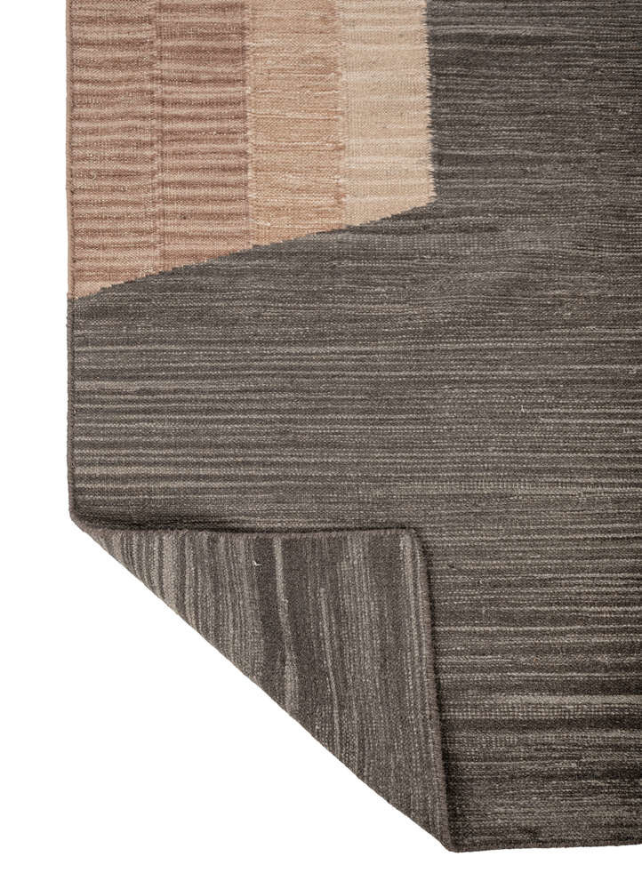 aprezo grey and black wool Flat Weaves Rug - Perspective aprezo grey and black wool Flat Weaves Rug - Perspective