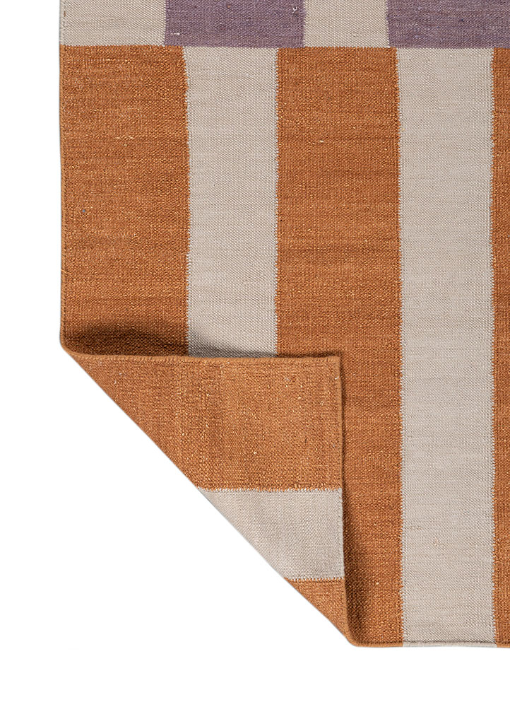 checkers ivory wool Flat Weaves Rug - Perspective