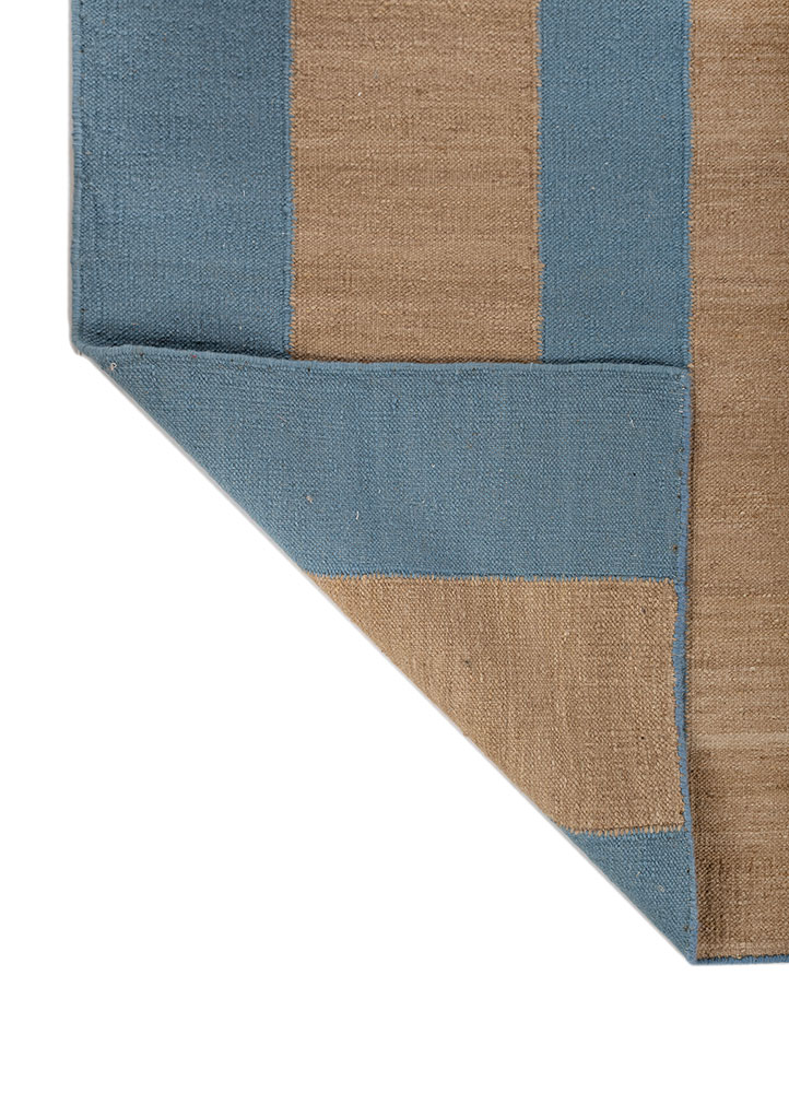 checkers beige and brown wool Flat Weaves Rug - Perspective