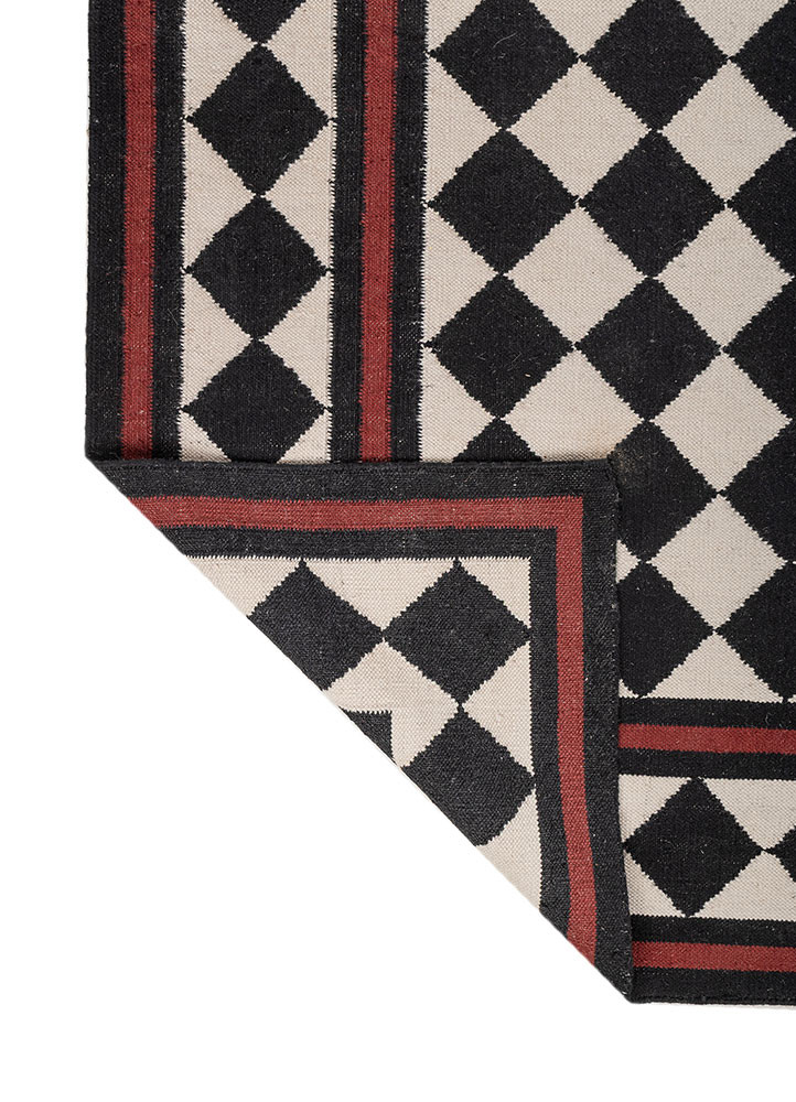 alhambra grey and black wool Flat Weaves Rug - Perspective alhambra grey and black wool Flat Weaves Rug - Perspective