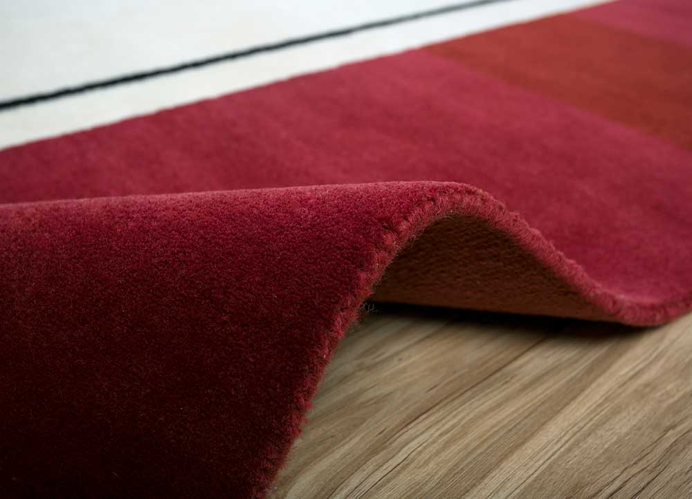 sthir red and orange wool Hand Knotted Rug - Perspective