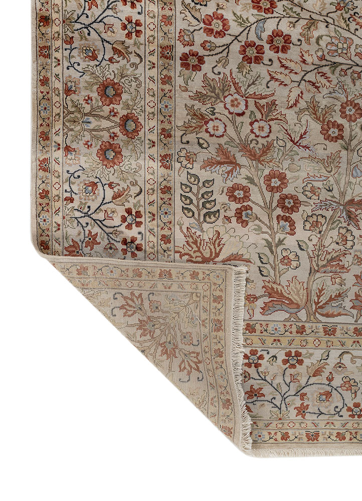gulmarg ivory silk Hand Knotted Rug - Perspective