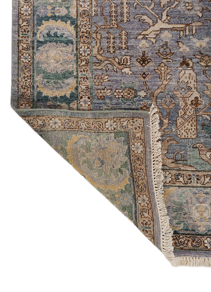 someplace in time blue afghan wool Hand Knotted Rug - Perspective someplace in time blue afghan wool Hand Knotted Rug - Perspective