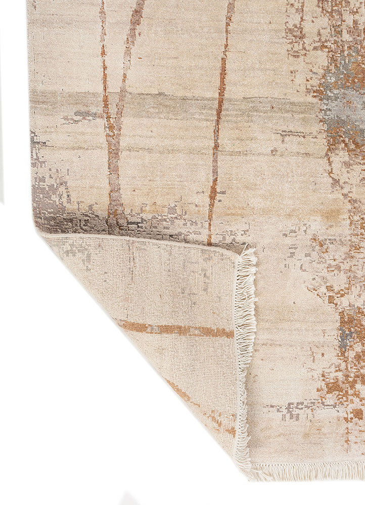 entropy ivory wool and silk Hand Knotted Rug - Perspective