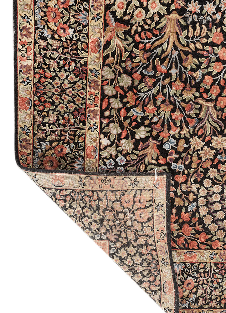 aurora grey and black wool and silk Hand Knotted Rug - Perspective