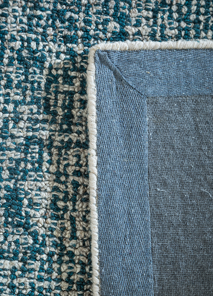 pathways blue wool Hand Tufted Rug - Perspective