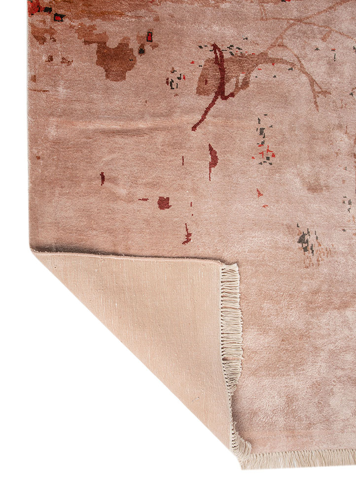 free verse by kavi red and orange bamboo silk Hand Knotted Rug - Perspective