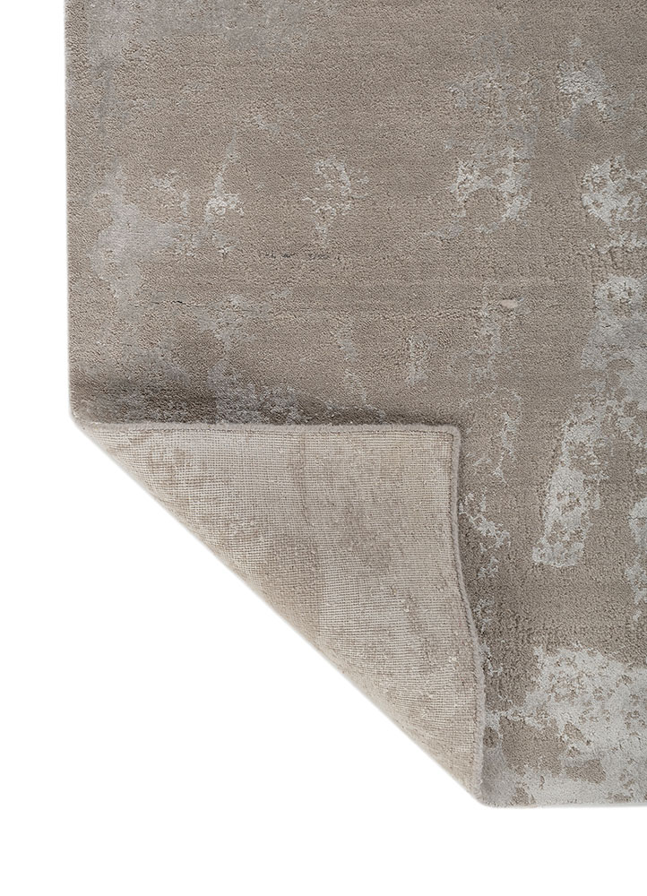 project error by kavi grey and black wool and bamboo silk Hand Knotted Rug - Perspective