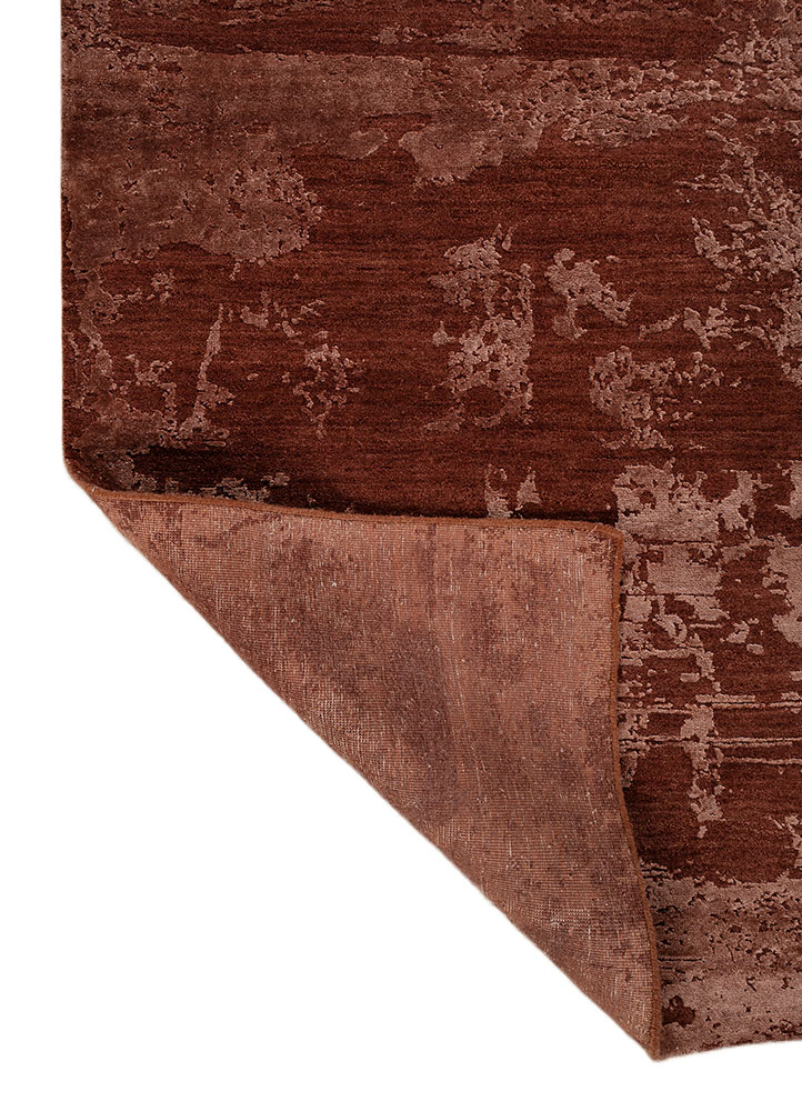 project error by kavi red and orange wool and bamboo silk Hand Knotted Rug - Perspective