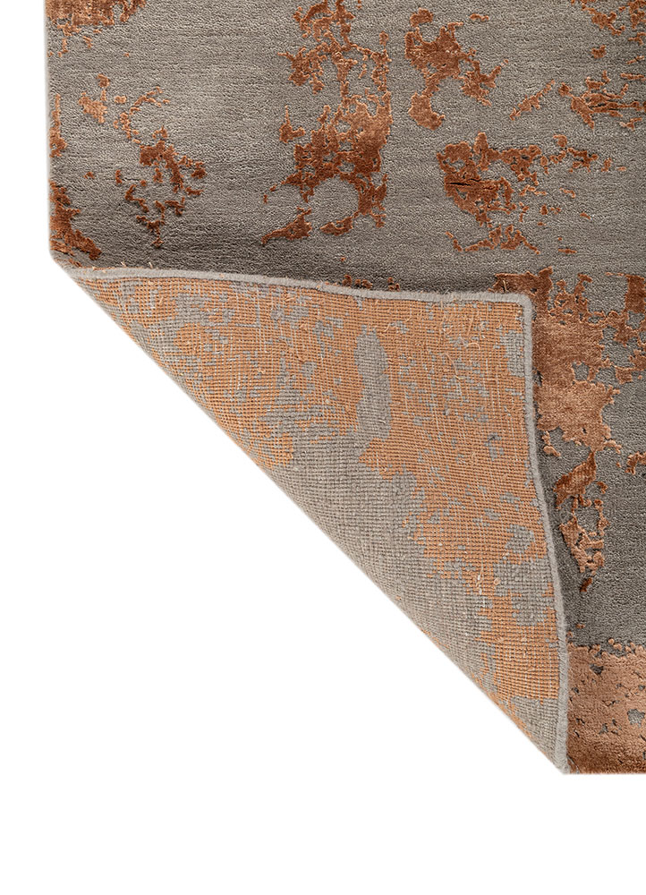 project error by kavi grey and black wool and bamboo silk Hand Knotted Rug - Perspective
