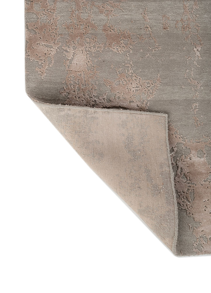 project error by kavi grey and black wool and bamboo silk Hand Knotted Rug - Perspective