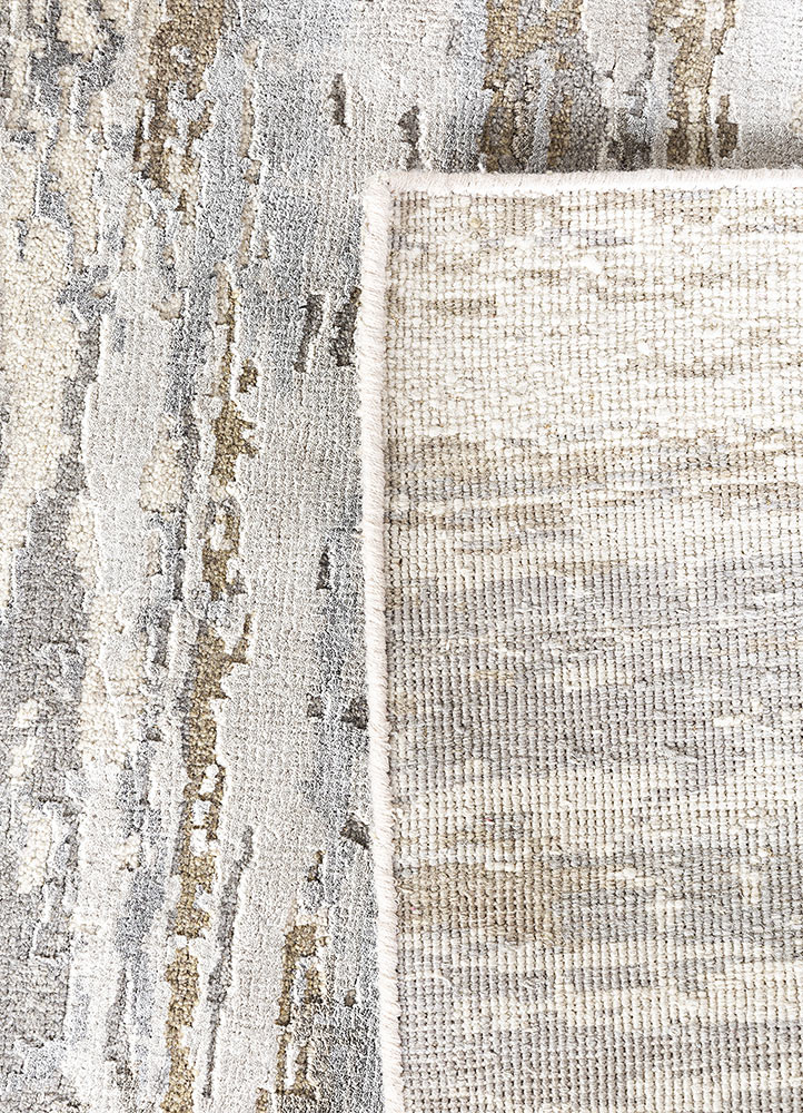 chaos theory by kavi ivory wool and bamboo silk Hand Knotted Rug - Perspective