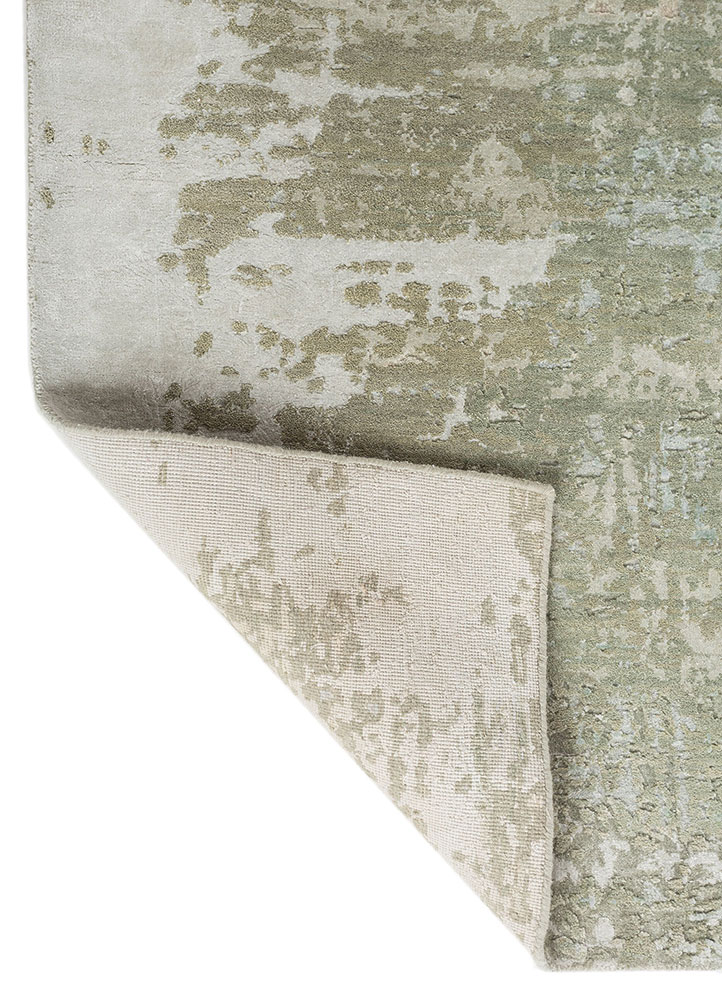 project error by kavi green wool and bamboo silk Hand Knotted Rug - Perspective