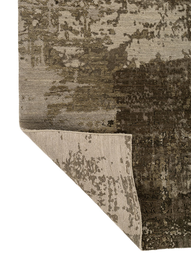 project error by kavi green wool and bamboo silk Hand Knotted Rug - Perspective