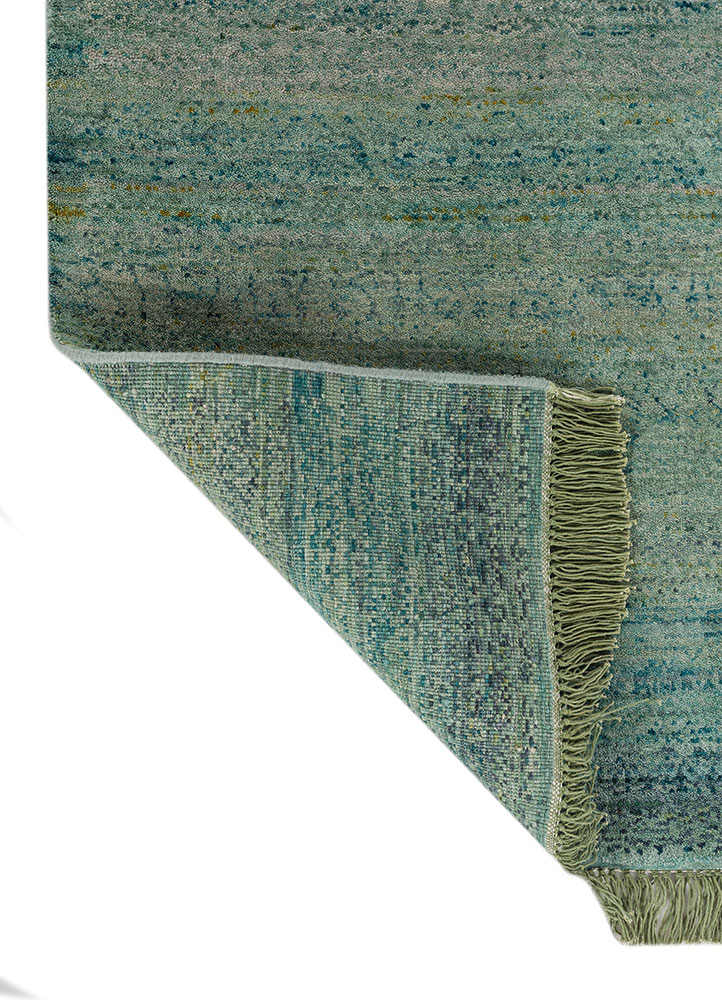 aprezo blue wool Hand Knotted Rug - Perspective