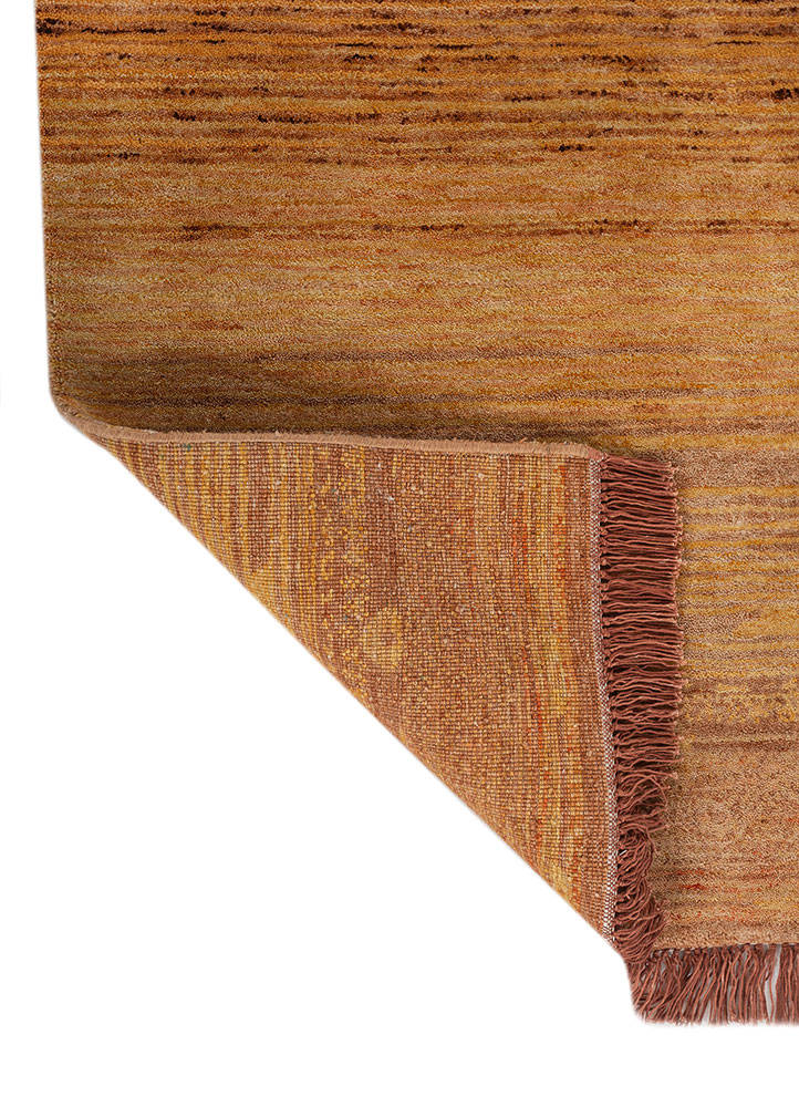 aprezo red and orange wool Hand Knotted Rug - Perspective